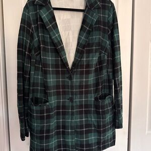 Torrid Green and Black Plaid Blazer